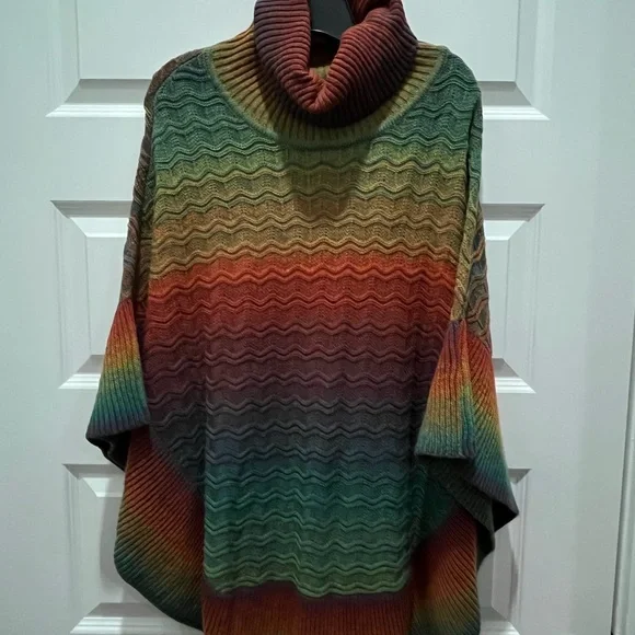 Soft Surroundings Vibrant Wave Turtleneck Sweater/Poncho - Picture 1 of 7